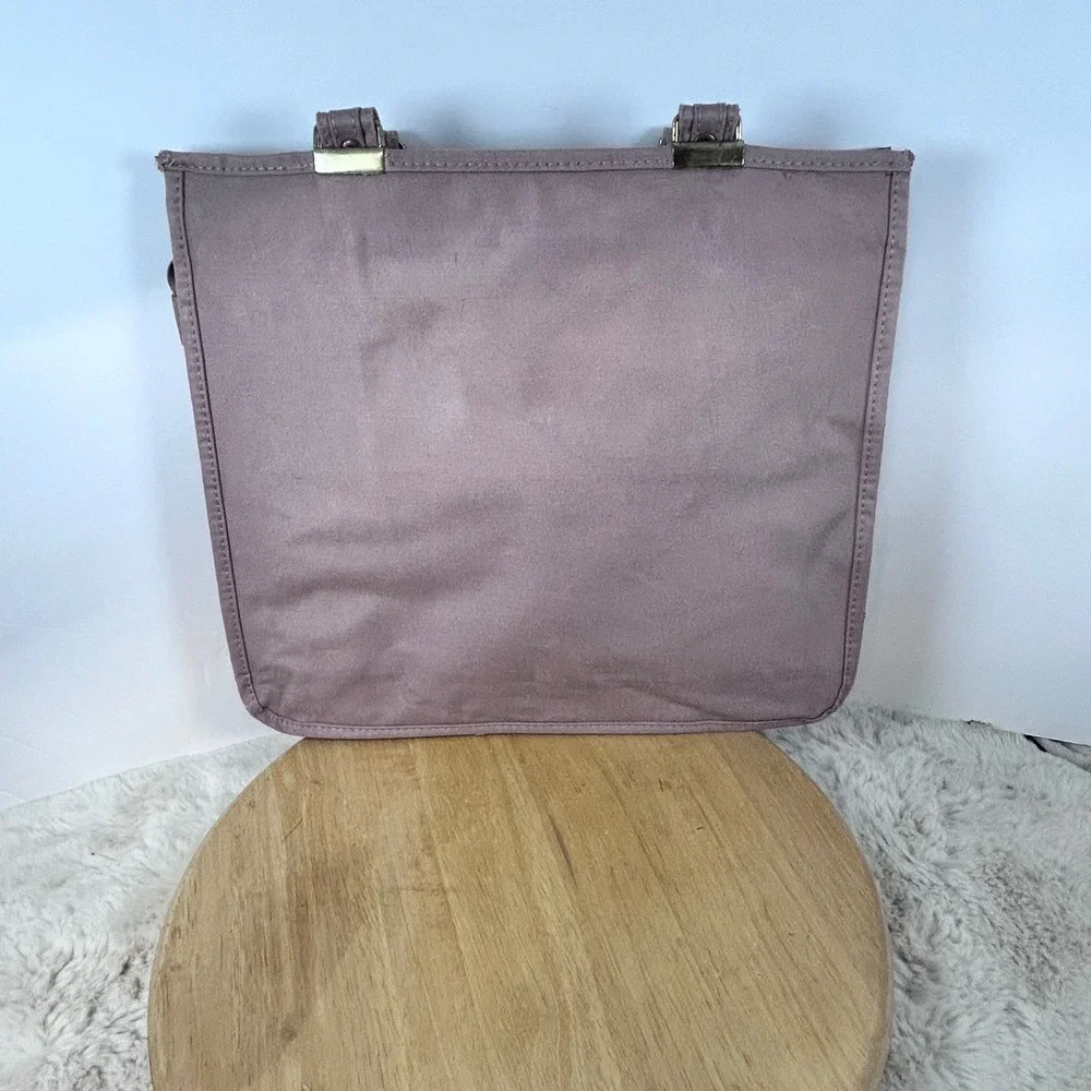 Super Spacers Tote Bag Mauve Purple Top Handle Gold Accents Travel‎ Purse